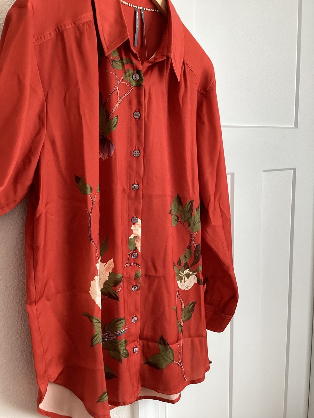 🐦⬛Anthropologie Brielle Button Down Long Sleeve Blouse Relaxed Collared Medium - Picture 6 of 16